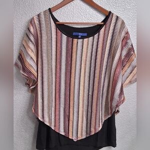 Apt.9 Striped Multicolor Poncho Top  Sizr L